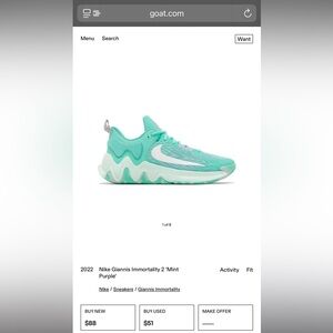 Nike Giannis Immortality 2 Teal Sneakers